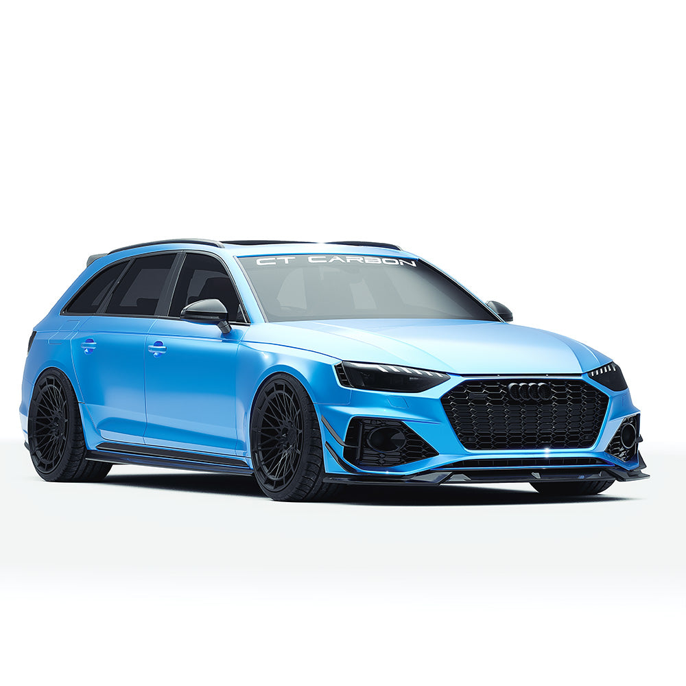 Audi RS4 Avant Estate B9.5 Facelift Carbon Fibre Body Kit by CT Design – 6pc Aero Styling Pack (Front Splitter, Side Skirts, Diffuser, Roof & Tailgate Spoilers, Canards) – Dry Pre