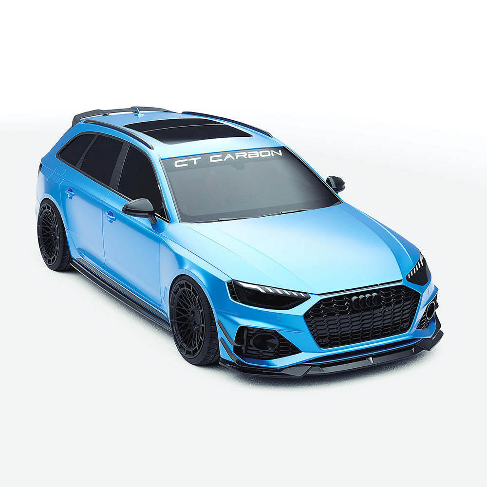 Audi RS4 Avant Estate B9.5 Facelift Carbon Fibre Body Kit by CT Design – 6pc Aero Styling Pack (Front Splitter, Side Skirts, Diffuser, Roof & Tailgate Spoilers, Canards) – Dry Pre