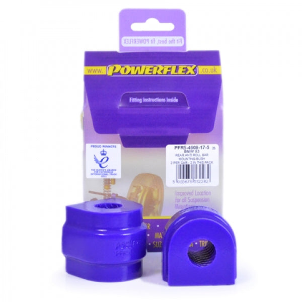 Powerflex Rear Sway/Anti-Roll/Stabilizer/Stabiliser Bar Bush Kit 17.5mm for BMW X3 E83 2003-2010 | Polyurethane ARB Mount Bushings | Road Series | PFR5-4609-17.5 | Replaces OE 33503404616