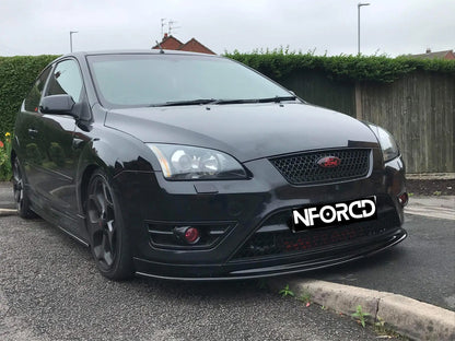 Ford Focus ST225 Mk2 Pre-Facelift Front Splitter / Front Lip Spoiler Gloss Black ABS - Front Bumper Lip Chin Spoiler Air Dam Valance Extension (2005-2007) UK Made