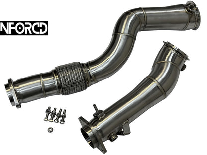 BMW G87 M2 S58 Downpipes + Midpipe Bundle | R-Sport 76mm (3") Catless/Decat Turbo Outlet & Front Pipes + Centre/Center Section | T304 Stainless | Fits G8X G80/G81 M3 & G82/G83 M4 | Direct Bolt-On, Stage 2 Ready