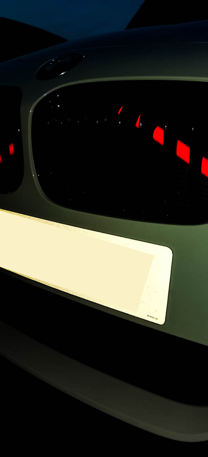 Light-Reactive Red V-Brace Wrap Sticker for BMW – Reflective Glow Front Crash Bar / Grille/Grill Bar Vinyl Decal Overlay Kit (2 Strips) | Kidney Grille Accent | Engine Bay Front Brace Cover | V-Bar Sticker | Slam Panel Accent | Radiator Support Wrap
