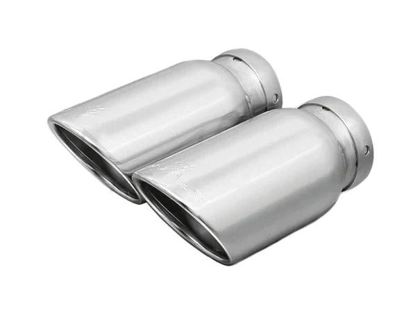 Remus Exhaust Tips Tailpipe Trims Pair, Clamp-On Dual Exit - BMW 3 Series 320i 325i 330i 340i (E30 E46 F30 F31), 4 Series 440i (F32 F33 F36) - Audi A3 8V & Q3 - Stainless/Carbon/Black Chrome - 84mm 90mm Rolled Edge Straight Cut