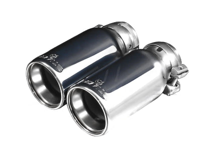 Remus Exhaust Tips Tailpipe Trims Pair, Clamp-On Dual Exit - BMW 3 Series 320i 325i 330i 340i (E30 E46 F30 F31), 4 Series 440i (F32 F33 F36) - Audi A3 8V & Q3 - Stainless/Carbon/Black Chrome - 84mm 90mm Rolled Edge Straight Cut