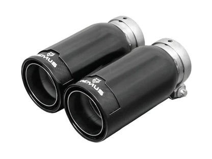 Remus Exhaust Tips Tailpipe Trims Pair, Clamp-On Dual Exit - BMW 3 Series 320i 325i 330i 340i (E30 E46 F30 F31), 4 Series 440i (F32 F33 F36) - Audi A3 8V & Q3 - Stainless/Carbon/Black Chrome - 84mm 90mm Rolled Edge Straight Cut