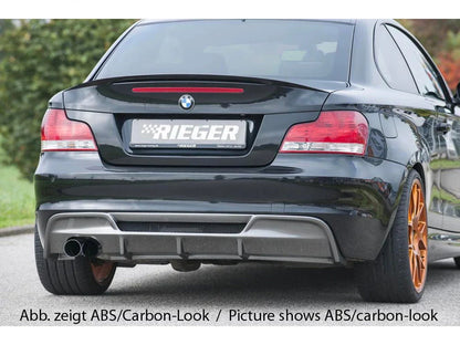 Rieger Rear Bumper Diffuser Valance for BMW 1 Series E82/E88 (20072013 Coupe & Convertible)  Twin Exit Left-Side 2x80mm | Fits 118i 120i 128i 118d 120d 123d 125i  ABS  Carbon Look/Gloss Black/Matte