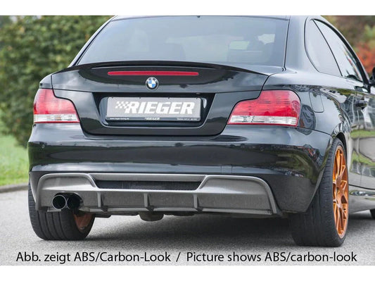 Rieger Rear Bumper Diffuser Valance for BMW 1 Series E82/E88 (20072013 Coupe & Convertible)  Twin Exit Left-Side 2x80mm | Fits 118i 120i 128i 118d 120d 123d 125i  ABS  Carbon Look/Gloss Black/Matte