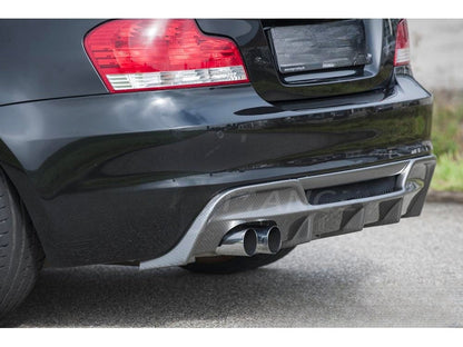 Rieger Rear Bumper Diffuser Valance for BMW 1 Series E82/E88 (20072013 Coupe & Convertible)  Twin Exit Left-Side 2x80mm | Fits 118i 120i 128i 118d 120d 123d 125i  ABS  Carbon Look/Gloss Black/Matte