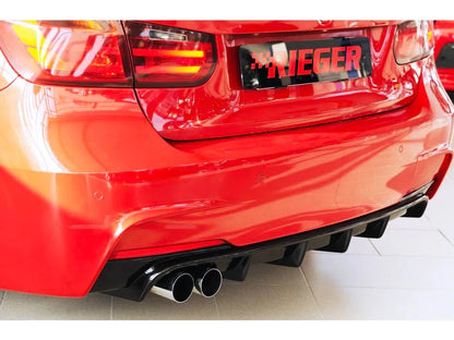 Rieger BMW 3 Series F30 Saloon & F31 Touring Rear Diffuser (20112019) for M Sport Bumper  M-Series Style, Left Twin Tailpipe  Fits 320i 335i 340i  Matt/Gloss Black, Carbon Look, Carbon Fibre