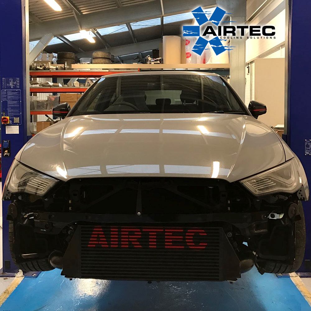 AIRTEC Intercooler Upgrade for Audi RS3 8V  Front Mount 100mm Core FMIC Kit, Pro-Series Black, Direct Fit, No Cutting