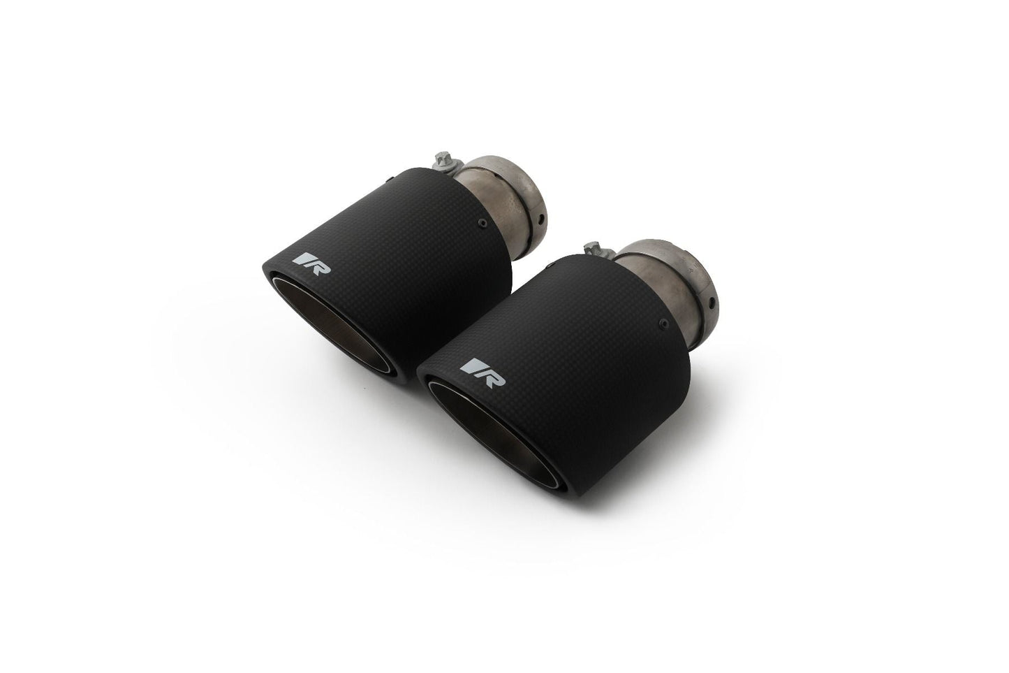 Remus 102mm Exhaust Tips Tailpipe Trims/Finishers/End Pipes (Pair) with R Logo for BMW 1 Series F40 M135i xDrive & MINI F54 JCW Clubman ALL4, F56 Cooper S (GPF/OPF) | Clamp-On | Chrome Stainless or Carbon/Titanium | Fits Remus Back Box/Rear Silencer