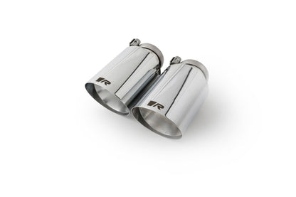 Remus 102mm Exhaust Tips Tailpipe Trims/Finishers/End Pipes (Pair) with R Logo for BMW 1 Series F40 M135i xDrive & MINI F54 JCW Clubman ALL4, F56 Cooper S (GPF/OPF) | Clamp-On | Chrome Stainless or Carbon/Titanium | Fits Remus Back Box/Rear Silencer
