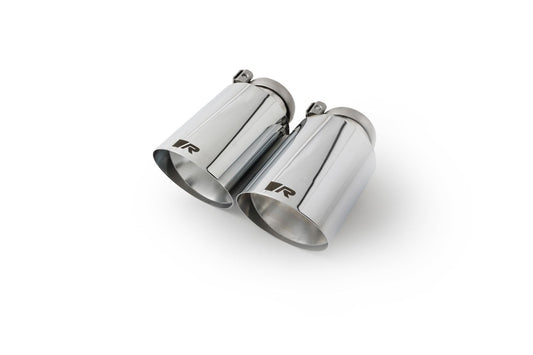 Remus 102mm Exhaust Tips Tailpipe Trims/Finishers/End Pipes (Pair) with R Logo for BMW 1 Series F40 M135i xDrive & MINI F54 JCW Clubman ALL4, F56 Cooper S (GPF/OPF) | Clamp-On | Chrome Stainless or Carbon/Titanium | Fits Remus Back Box/Rear Silencer