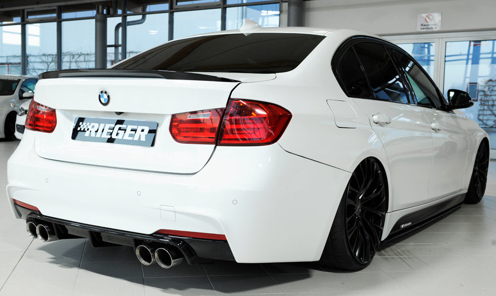 Genuine Rieger BMW 3 Series F30 F31 (2012-2019) Quad Exit Rear Diffuser/Valance (M Sport/M-Technic, incl. LCI) – Lower Bumper Insert/Rear Apron for Saloon/Sedan & Touring/Estate – Fits 320i 335i 340i – Up to 90mm Quad Tips