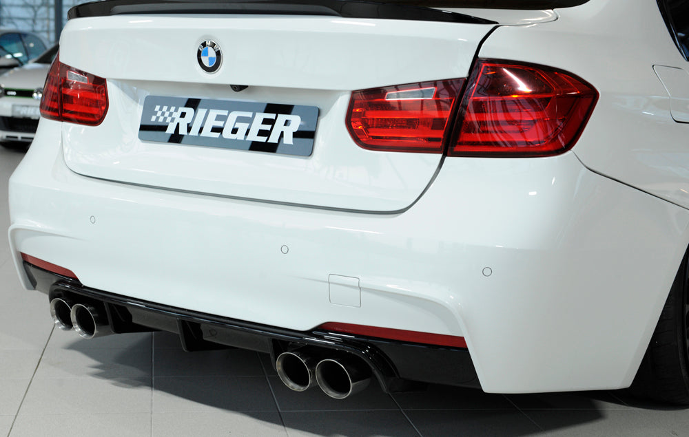Genuine Rieger BMW 3 Series F30 F31 (2012-2019) Quad Exit Rear Diffuser/Valance (M Sport/M-Technic, incl. LCI) – Lower Bumper Insert/Rear Apron for Saloon/Sedan & Touring/Estate – Fits 320i 335i 340i – Up to 90mm Quad Tips