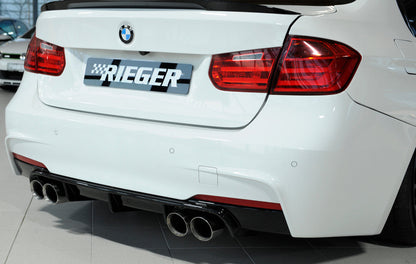 Genuine Rieger BMW 3 Series F30 F31 (2012-2019) Quad Exit Rear Diffuser/Valance (M Sport/M-Technic, incl. LCI) – Lower Bumper Insert/Rear Apron for Saloon/Sedan & Touring/Estate – Fits 320i 335i 340i – Up to 90mm Quad Tips