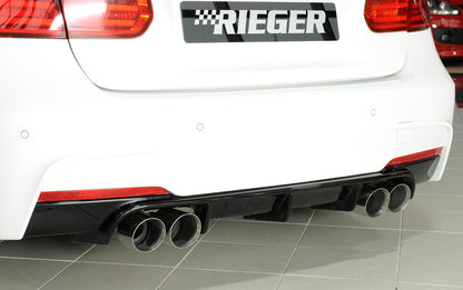 Genuine Rieger BMW 3 Series F30 F31 (2012-2019) Quad Exit Rear Diffuser/Valance (M Sport/M-Technic, incl. LCI) – Lower Bumper Insert/Rear Apron for Saloon/Sedan & Touring/Estate – Fits 320i 335i 340i – Up to 90mm Quad Tips