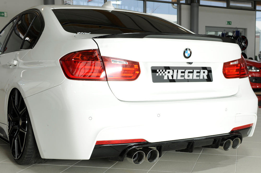 Rieger BMW 3 Series F30 F31 (F3x) Quad Exhaust Diffuser / Rear Valance Apron Lower Bumper Insert for M Sport/M-Technic (Saloon/Touring incl LCI) – ABS – Matte Black, Gloss Black, Carbon Look – 320i 335i 340i – Fits up to 90mm Tips