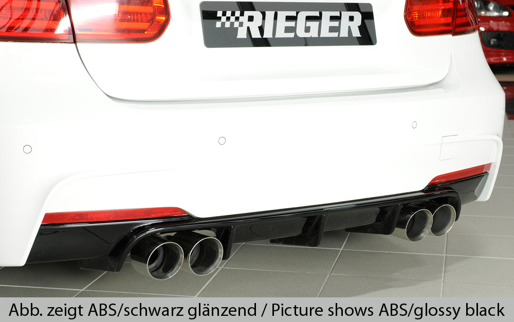 Rieger BMW 3 Series F30 F31 (F3x) Quad Exhaust Diffuser / Rear Valance Apron Lower Bumper Insert for M Sport/M-Technic (Saloon/Touring incl LCI) – ABS – Matte Black, Gloss Black, Carbon Look – 320i 335i 340i – Fits up to 90mm Tips