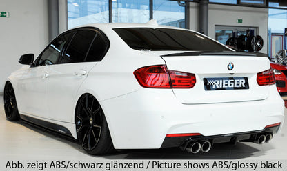 Genuine Rieger BMW 3 Series F30 F31 (2012-2019) Quad Exit Rear Diffuser/Valance (M Sport/M-Technic, incl. LCI) – Lower Bumper Insert/Rear Apron for Saloon/Sedan & Touring/Estate – Fits 320i 335i 340i – Up to 90mm Quad Tips
