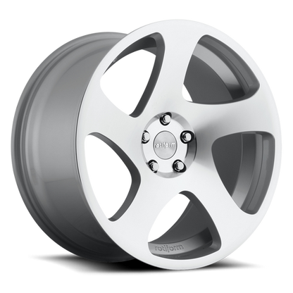 Rotiform TMB 18x8.5 ET45 PCD 5x120 Silver Machined Face Alloy Wheels | 18 Inch 1-Piece Monoblock Cast Rims | Twisted 5-Spoke Turbine Style Concave Performance Aftermarket Wheel Set
