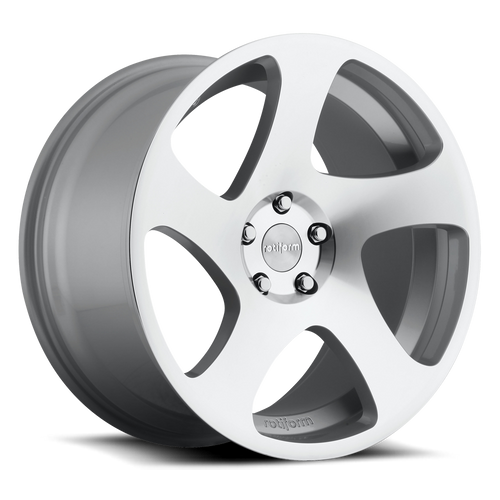 Rotiform TMB 18x8.5 ET45 PCD 5x120 Silver Machined Face Alloy Wheels | 18 Inch 1-Piece Monoblock Cast Rims | Twisted 5-Spoke Turbine Style Concave Performance Aftermarket Wheel Set
