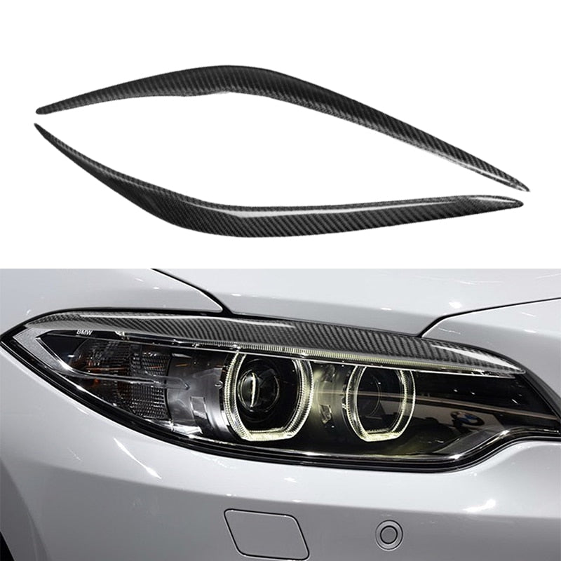 BMW 2 Series (F22 F23 F87 M2) 2014-2019 Real Carbon Fibre/Fiber Headlight Eyebrows Eyelids - Headlamp Brow Trim Overlay Covers - Carbon Light Brow Lamp Garnish Eyelid Spoiler - Fits 220i 228i M235i M240i Coupe Convertible