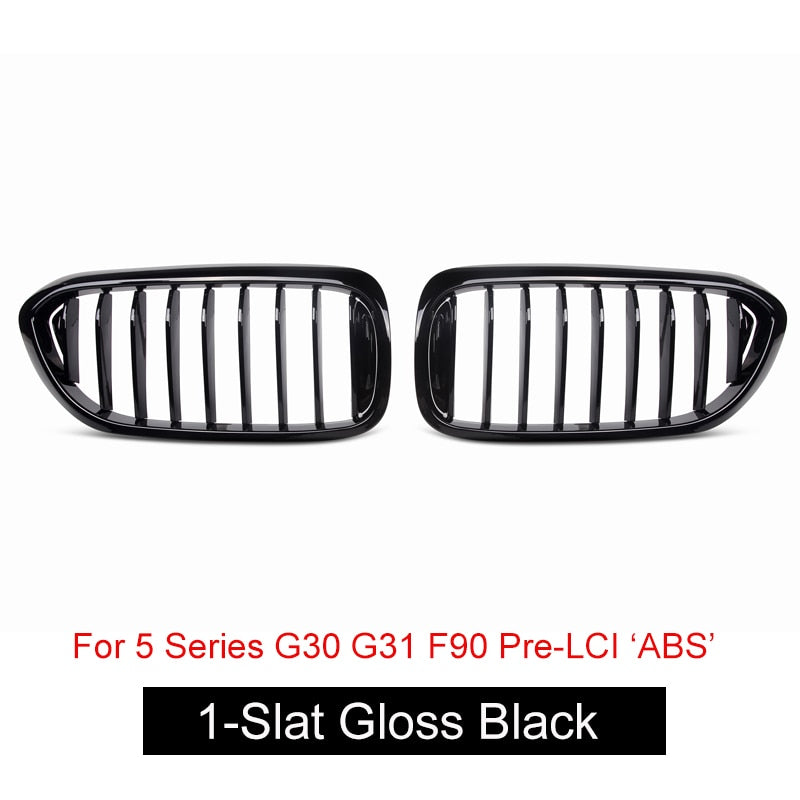 Front Kidney Grille/Grill Replacement for BMW 5 Series G30 G31 & F90 M5 Pre-Facelift 2017-2019 | OEM Style Radiator/Nose Grills | Single/Double Slat | Gloss Black, Matte Black or Carbon Look | Saloon & Touring Shadowline Upgrade