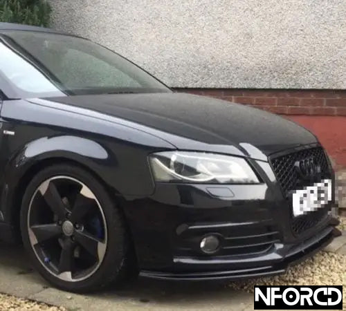 Gloss Black Front Splitter & Lip for Audi S3 8P and A3 8P S-Line - ABS Front Bumper Lip/Chin Spoiler/Valance Extension - OEM+ Aero Splitter, UK Made with Fitting Kit