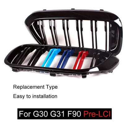 Front Kidney Grille/Grill Replacement for BMW 5 Series G30 G31 & F90 M5 Pre-Facelift 2017-2019 | OEM Style Radiator/Nose Grills | Single/Double Slat | Gloss Black, Matte Black or Carbon Look | Saloon & Touring Shadowline Upgrade