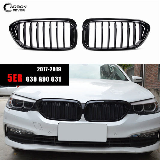 Front Kidney Grille/Grill Replacement for BMW 5 Series G30 G31 & F90 M5 Pre-Facelift 2017-2019 | OEM Style Radiator/Nose Grills | Single/Double Slat | Gloss Black, Matte Black or Carbon Look | Saloon & Touring Shadowline Upgrade