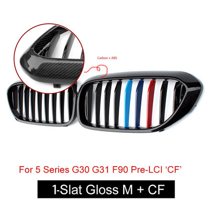 Front Kidney Grille/Grill Replacement for BMW 5 Series G30 G31 & F90 M5 Pre-Facelift 2017-2019 | OEM Style Radiator/Nose Grills | Single/Double Slat | Gloss Black, Matte Black or Carbon Look | Saloon & Touring Shadowline Upgrade