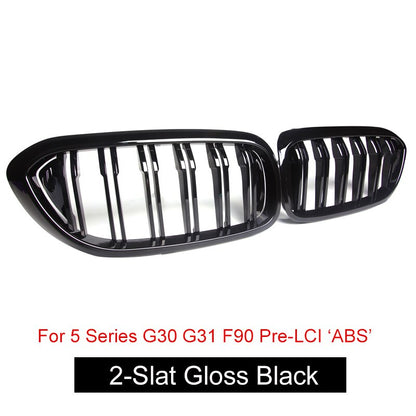 Front Kidney Grille/Grill Replacement for BMW 5 Series G30 G31 & F90 M5 Pre-Facelift 2017-2019 | OEM Style Radiator/Nose Grills | Single/Double Slat | Gloss Black, Matte Black or Carbon Look | Saloon & Touring Shadowline Upgrade