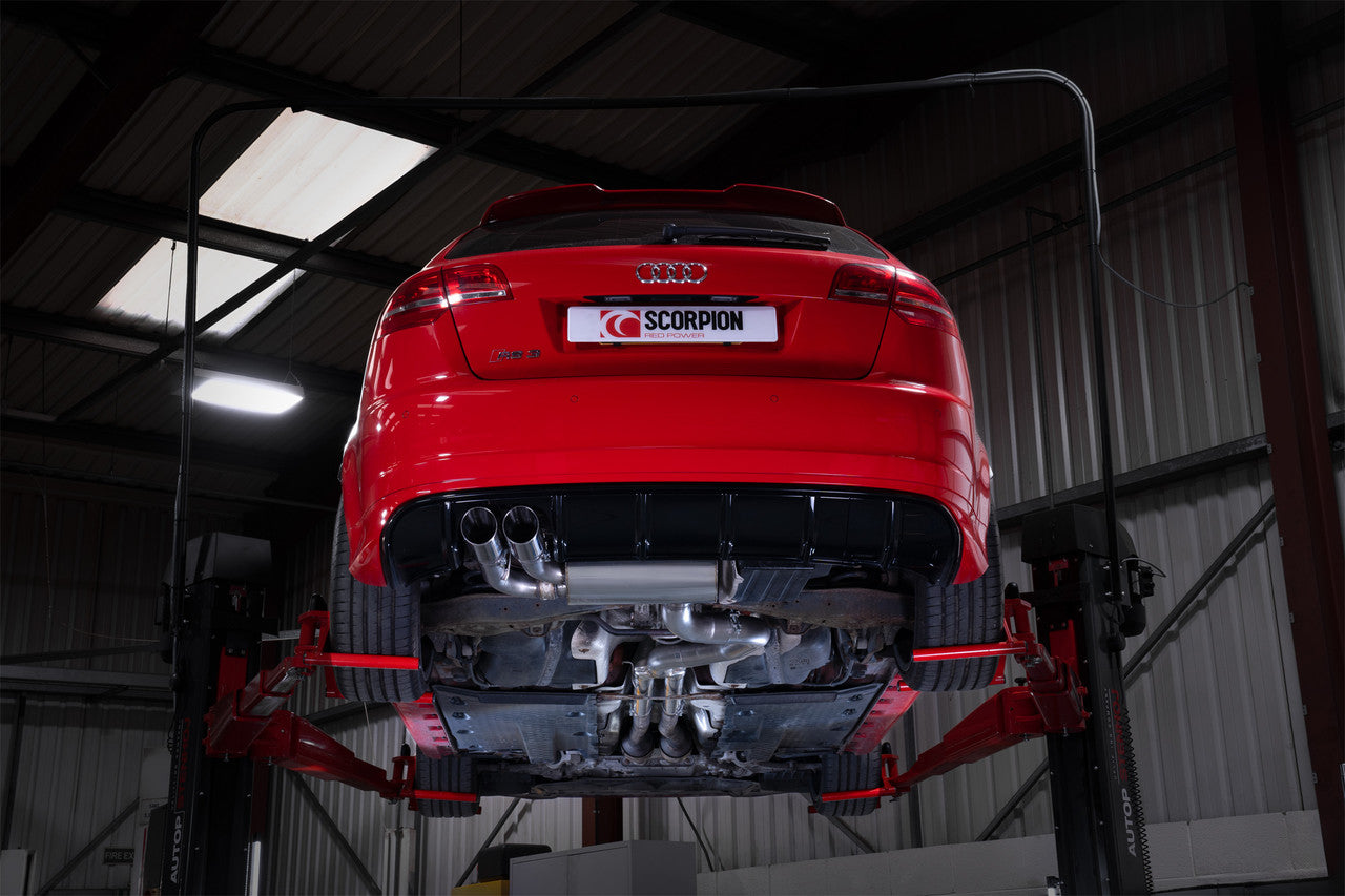 Scorpion Non-resonated secondary cat-back system Valved Polished RS3 8P 2011