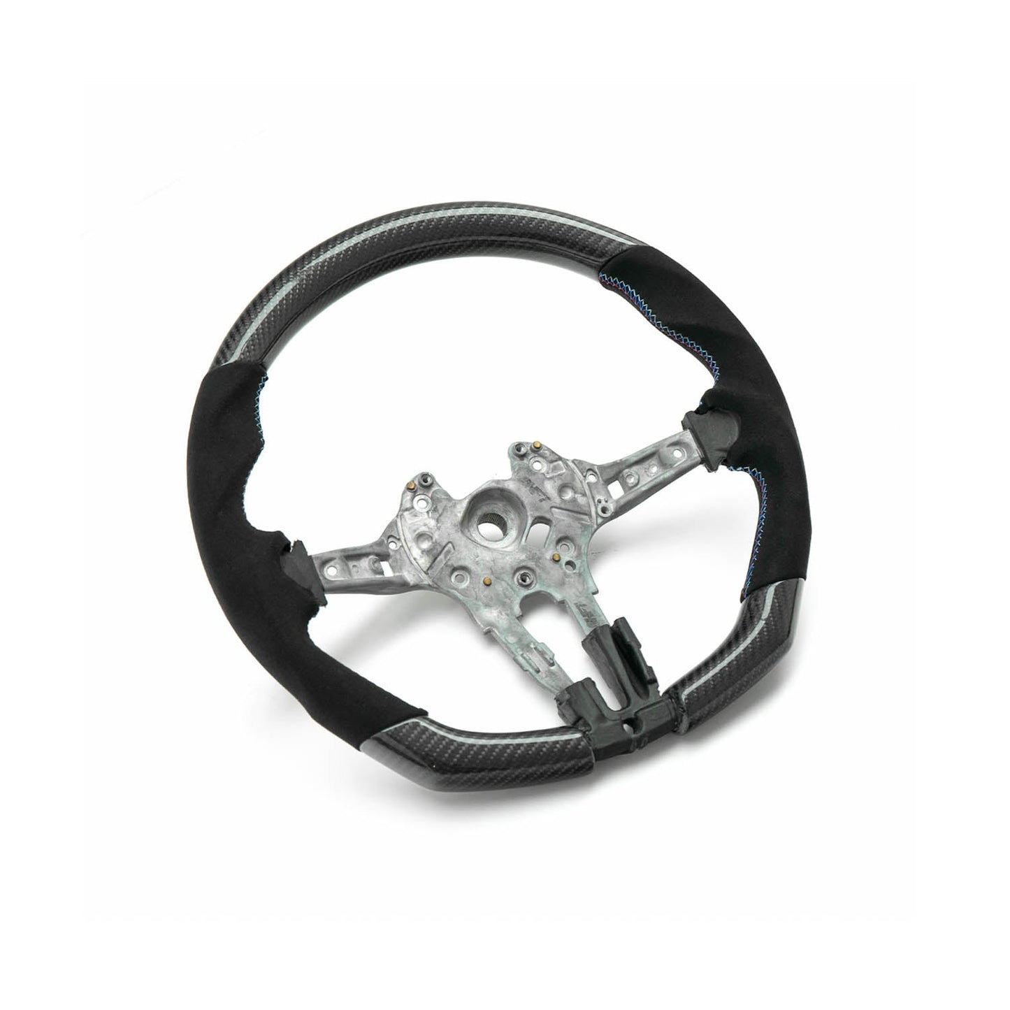 SHFT BMW F Series Flat Bottom Steering Wheel In Gloss Carbon Fibre & Alcantara