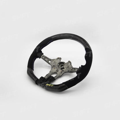 SHFT BMW F Series Flat Bottom Steering Wheel In Gloss Forged Carbon Fibre & Alcantara