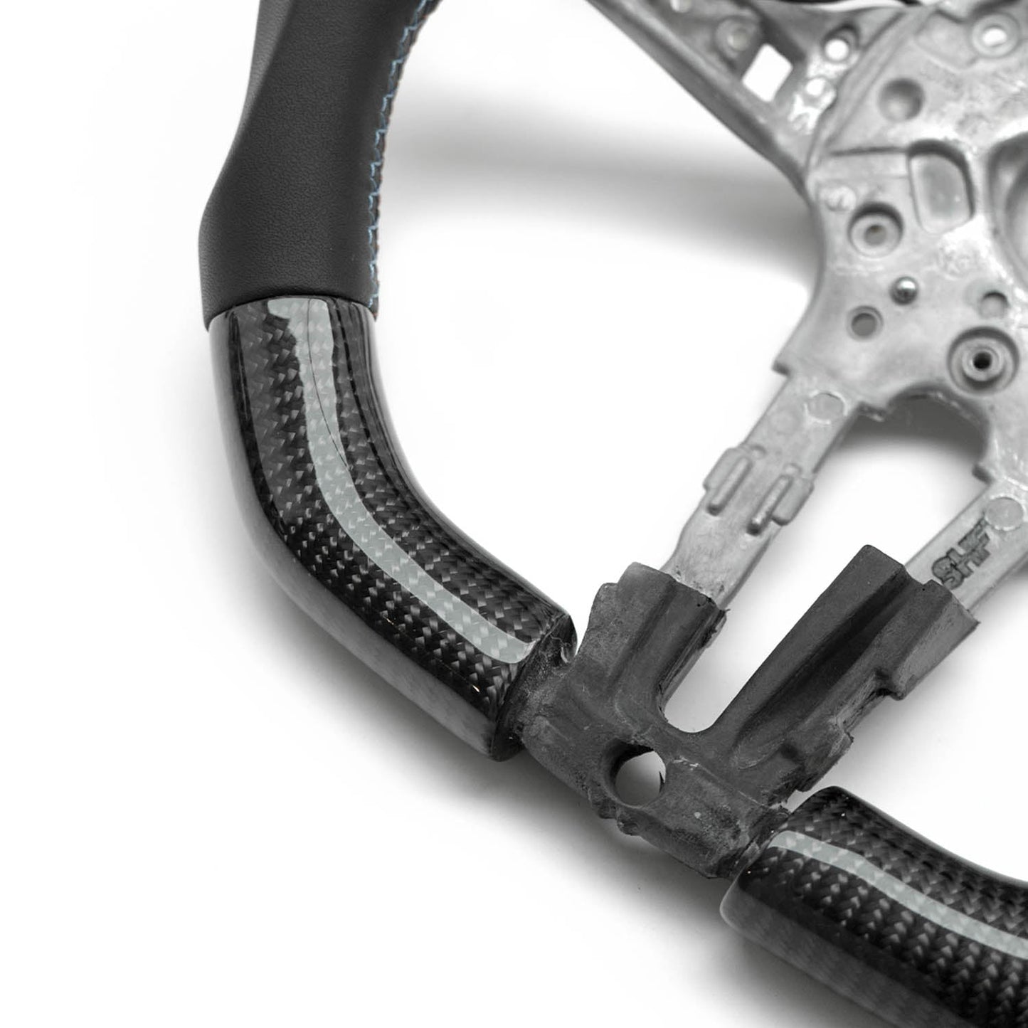SHFT BMW Flat Bottom Steering Wheel In Gloss Carbon Fibre & Leather With LED Race Display