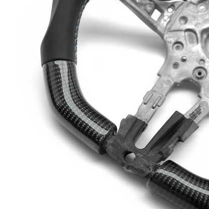 SHFT BMW Flat Bottom Steering Wheel In Gloss Carbon Fibre & Leather With LED Race Display