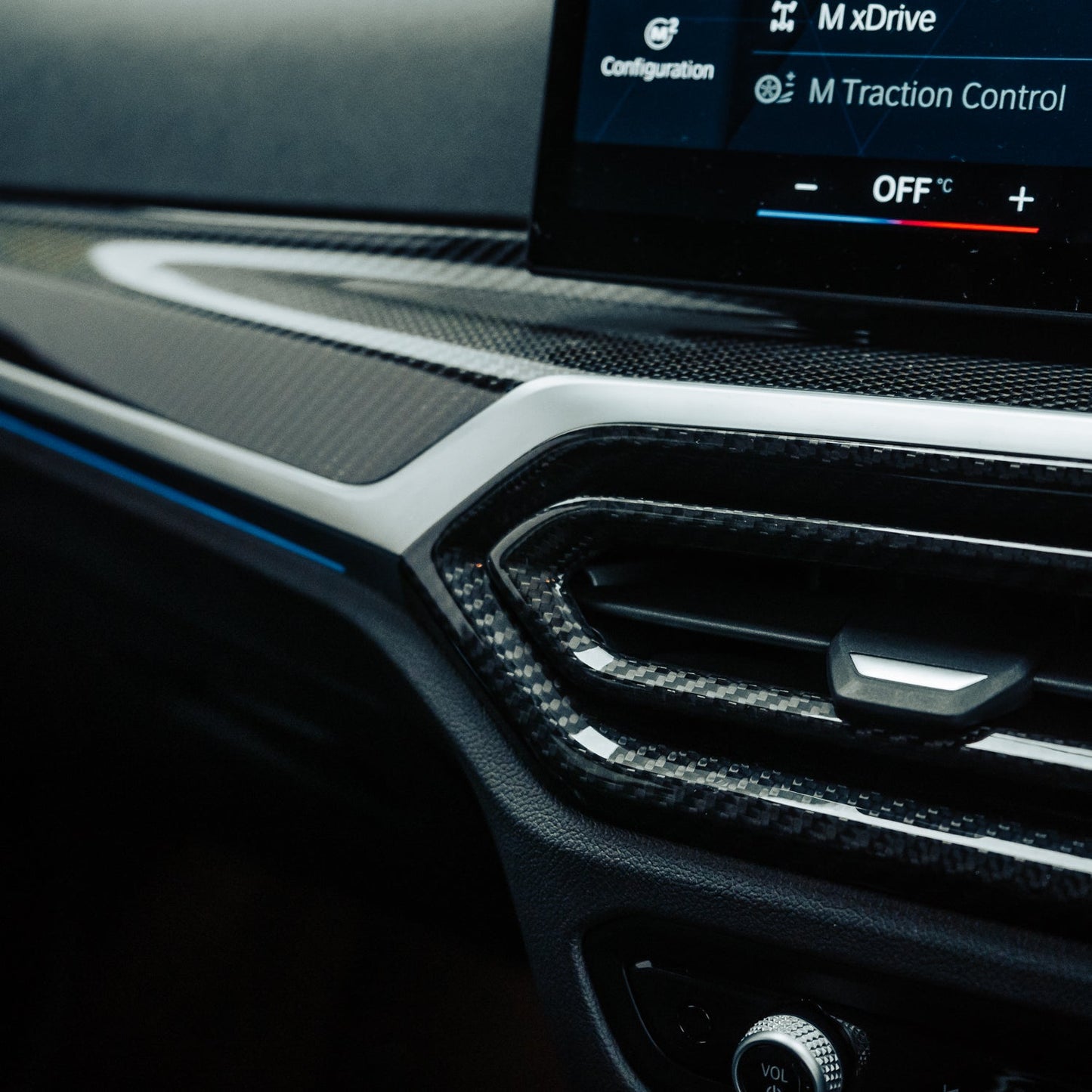 SHFT BMW G80 M3, G82 M4 & G87 M2 LCI Interior Inner Air Vent Trim In Gloss Carbon Fibre