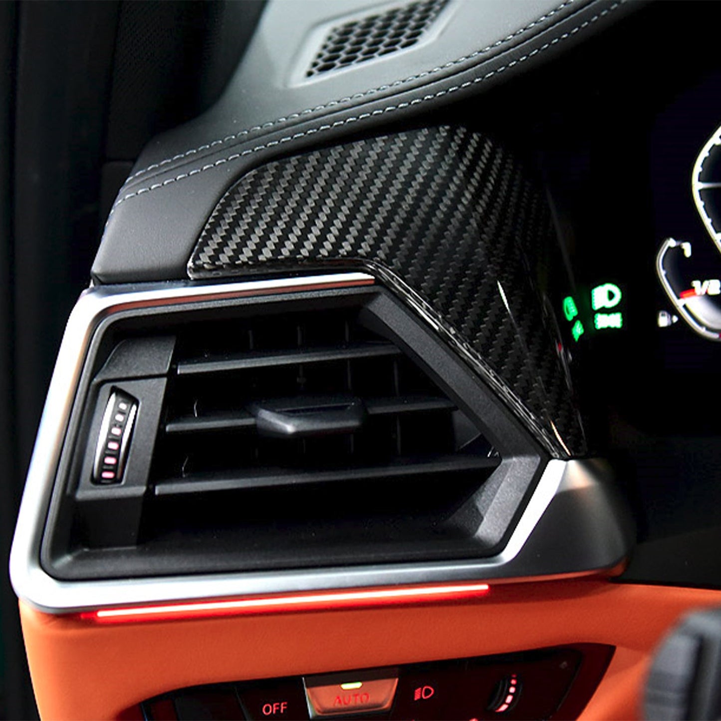 SHFT BMW M3/M4 Interior Air Vent Trim In Gloss Carbon Fibre (G80/G82/G83 Pre-LCI)