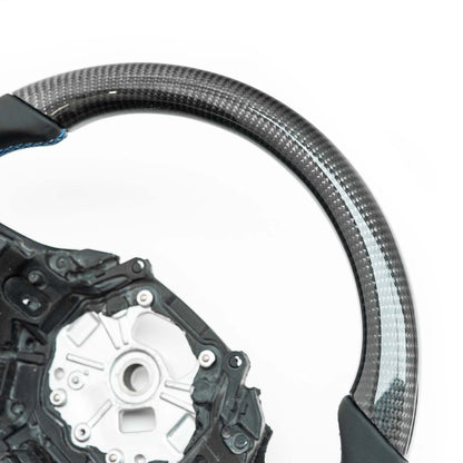 SHFT BMW G8X Flat Bottom Steering Wheel In Gloss Carbon Fibre & Leather (G80 M3, G82 M4 & G87 M2)