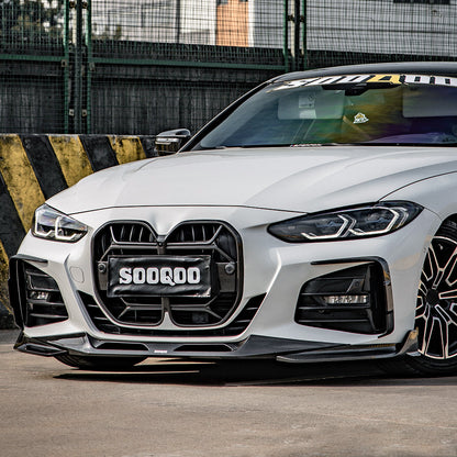 SooQoo BMW 4 Series G22 G23 Front Splitter In Gloss Carbon Fibre
