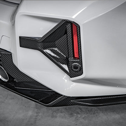 SooQoo BMW G87 M2 Rear Bumper Inserts In Gloss Carbon Fibre