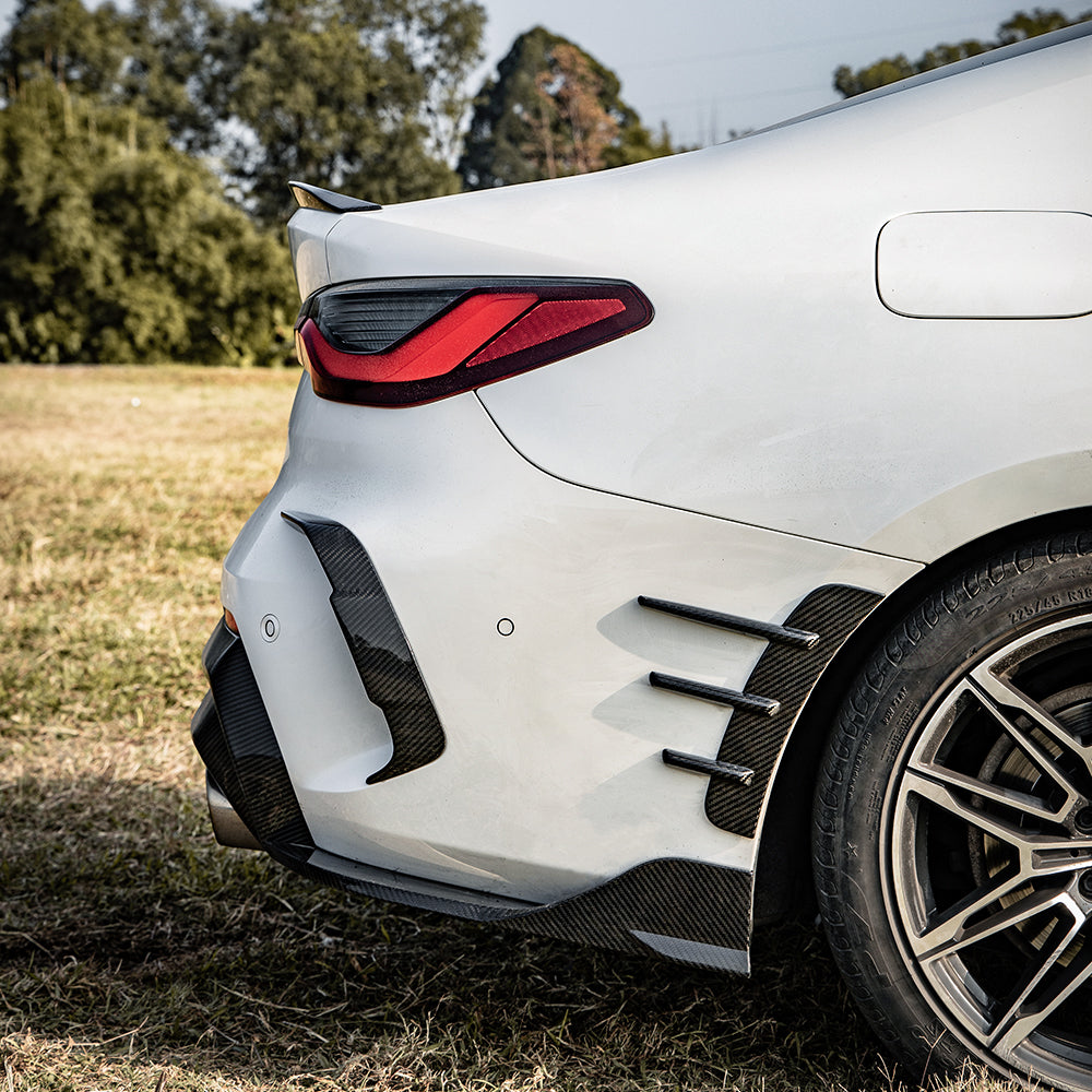 SooQoo BMW G22 G23 4 Series Front & Rear Bumper Inserts In Gloss Carbon Fibre