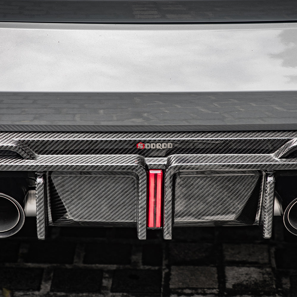 SooQoo BMW G80 & G81 M3 Rear Diffuser + Rear Splitters In Gloss Carbon Fibre