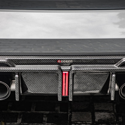 SooQoo BMW G80 & G81 M3 Rear Diffuser With Brake Light + Rear Splitters In Gloss Carbon Fibre