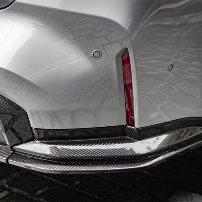 SooQoo BMW G80 & G81 M3 Rear Diffuser With Brake Light + Rear Splitters In Gloss Carbon Fibre