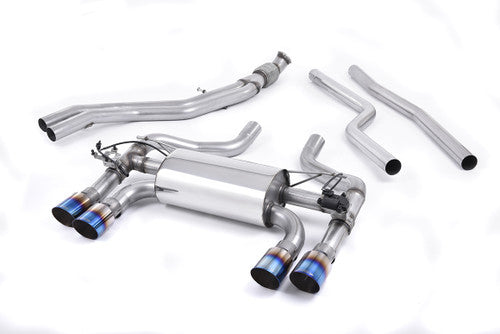 Milltek BMW M2 F87 (2016–2021) Valved Cat-Back/Rear Silencer Upgrade – HollowTek Switchable Flap Sports Exhaust, T304 Stainless, Quad Burnt Blue Titanium GT-90 Tips – Performance Back Box for M2 & M2 Competition, UK Made, Plug & Play