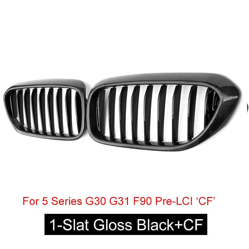 Front Kidney Grille/Grill Replacement for BMW 5 Series G30 G31 & F90 M5 Pre-Facelift 2017-2019 | OEM Style Radiator/Nose Grills | Single/Double Slat | Gloss Black, Matte Black or Carbon Look | Saloon & Touring Shadowline Upgrade