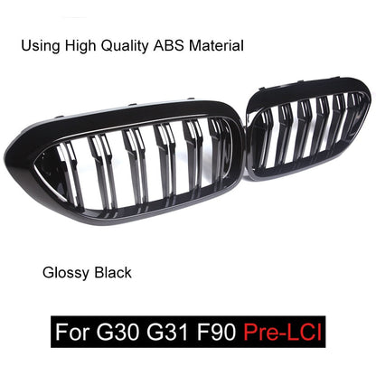 Front Kidney Grille/Grill Replacement for BMW 5 Series G30 G31 & F90 M5 Pre-Facelift 2017-2019 | OEM Style Radiator/Nose Grills | Single/Double Slat | Gloss Black, Matte Black or Carbon Look | Saloon & Touring Shadowline Upgrade